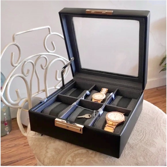 🪞 NEW Tuscan design watch bracelet top window classic organizer case with key